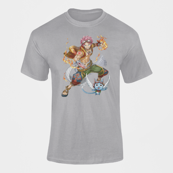 T-Shirt Happy et Natsu Manga Fairy Tail gris