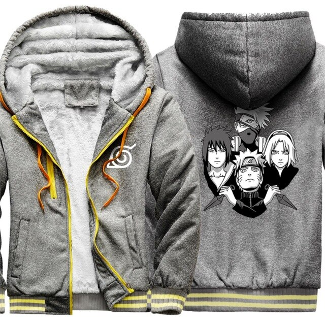 Manteau Hiver Naruto (9 couleurs) Adulte Homme Femme Polaire Hiver Capuche Manga Veste Blouson