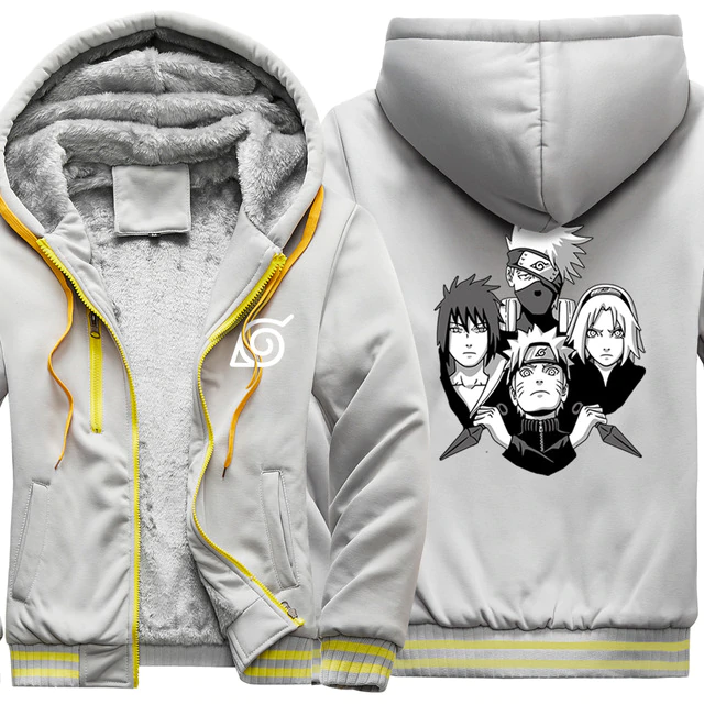 Manteau Hiver Naruto (9 couleurs) Adulte Homme Femme Polaire Hiver Capuche Manga Veste Blouson