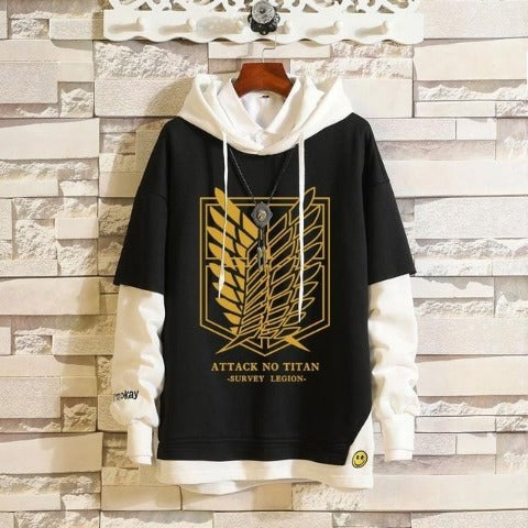 Sweatshirt Ailes de la Liberté A Capuche Adulte Homme Femme Longues Manches Manga Attaque Des Titans doré