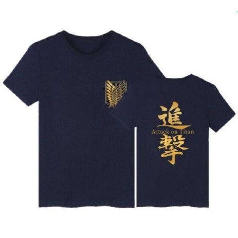 T-shirt Attack on Titan bleu