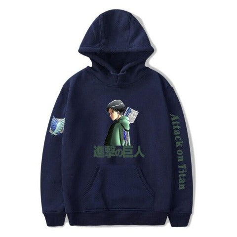 Sweat à Capuche Livaï attack on titan bleu