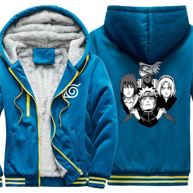 Manteau Hiver Naruto (9 couleurs) Adulte Homme Femme Polaire Hiver Capuche Manga Veste Blouson