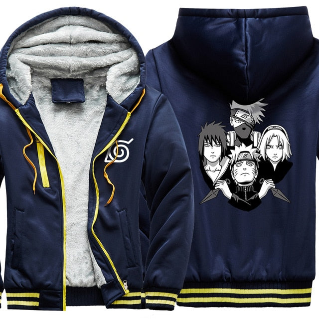 Manteau Hiver Naruto (9 couleurs) Adulte Homme Femme Polaire Hiver Capuche Manga Veste Blouson