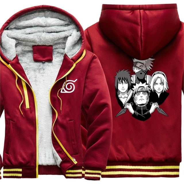 Manteau Hiver Naruto (9 couleurs) Adulte Homme Femme Polaire Hiver Capuche Manga Veste Blouson