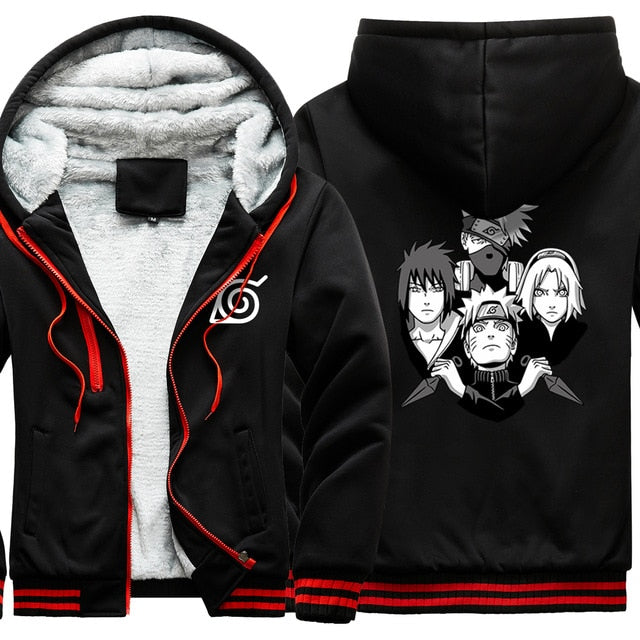 Manteau Hiver Naruto (9 couleurs) Adulte Homme Femme Polaire Hiver Capuche Manga Veste Blouson