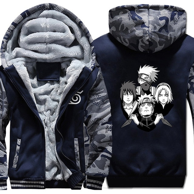 Manteau Hiver Naruto (9 couleurs) Adulte Homme Femme Polaire Hiver Capuche Manga Veste Blouson