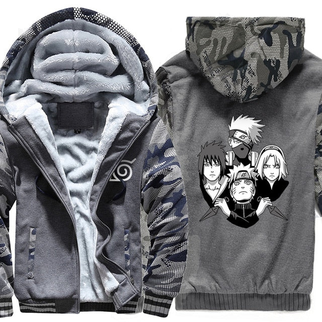 Manteau Hiver Naruto (9 couleurs) Adulte Homme Femme Polaire Hiver Capuche Manga Veste Blouson