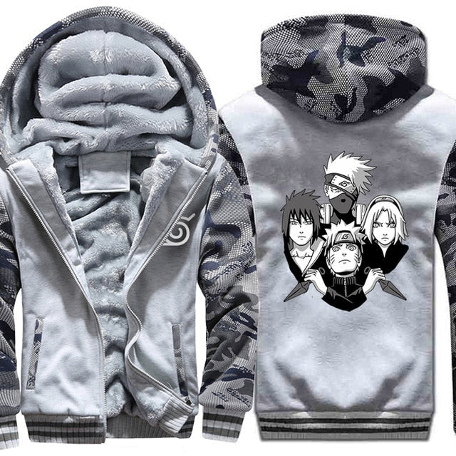 Manteau Hiver Naruto (9 couleurs) Adulte Homme Femme Polaire Hiver Capuche Manga Veste Blouson