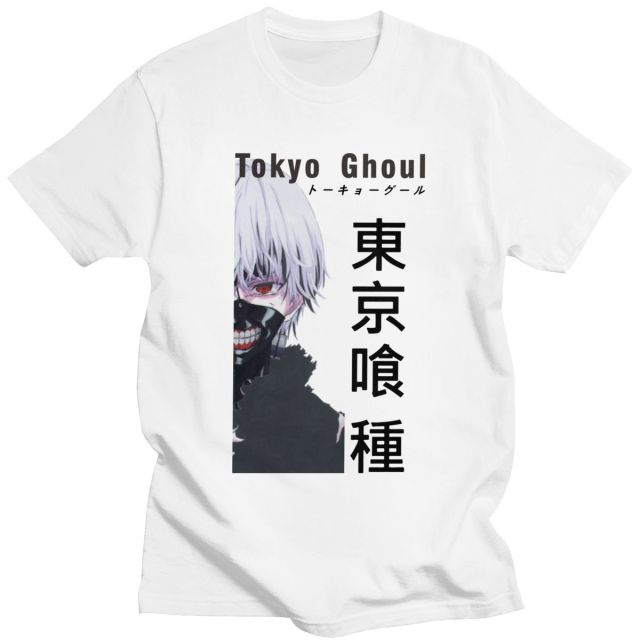 Tokyo Ghoul Kanji Flocked Manga T-Shirt Erwachsene Männer Frauen Kurze Ärmel