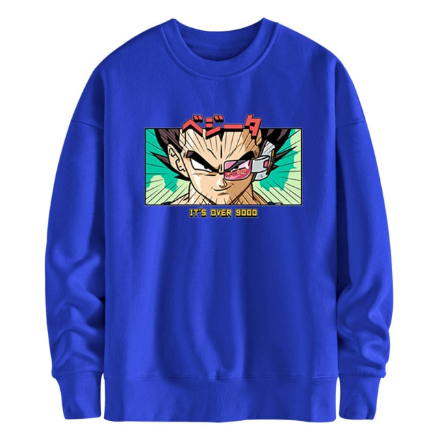 Sweat Manga Dragon Ball Z Vegeta Over 9000 bleu ciel