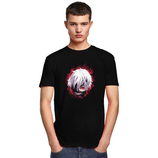 T-Shirt Manga Tokyo Ghoul Masque Floqué Adulte Homme Femme Courtes Manches