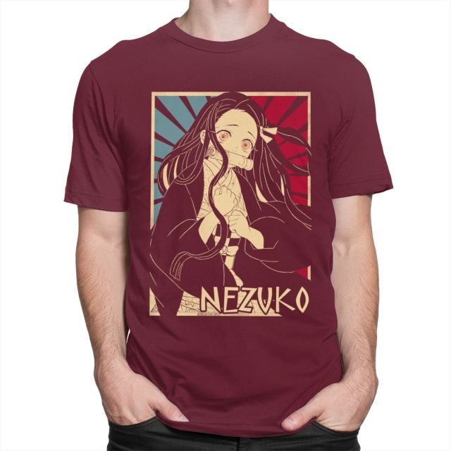 Camiseta Manga Demon Slayer Nezuko (3 colores) flocado adultos hombres mujeres mangas cortas