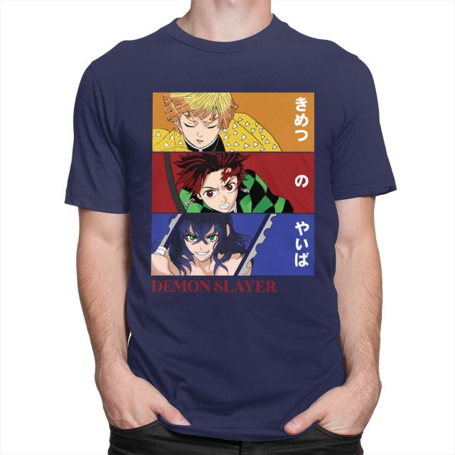 Camiseta Manga Demon Slayer (6 colores) flocado adultos hombres mujeres mangas cortas