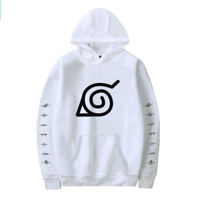 Sweat Konoha Adulte Homme Femme Manche Longue Sweat Manga Naruto blanc