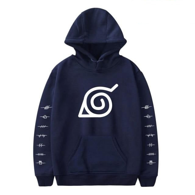 Sweat Konoha Adulte Homme Femme Manche Longue Sweat Manga Naruto bleu