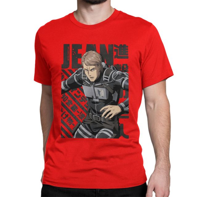 T-shirt Jean Attaque des Titans Floqué Adulte Homme Femme Courtes Manches Manga