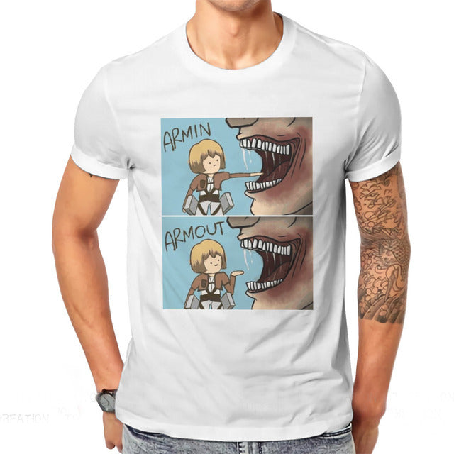 T-shirt Armin Armout Attaque des Titans Floqué Adulte Homme Femme Courtes Manches Manga