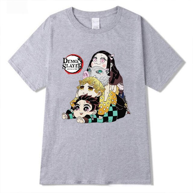 Tee-Shirt Manga Demon Slayer (4 Coloris) Floqué Adulte Homme Femme Courtes Manches