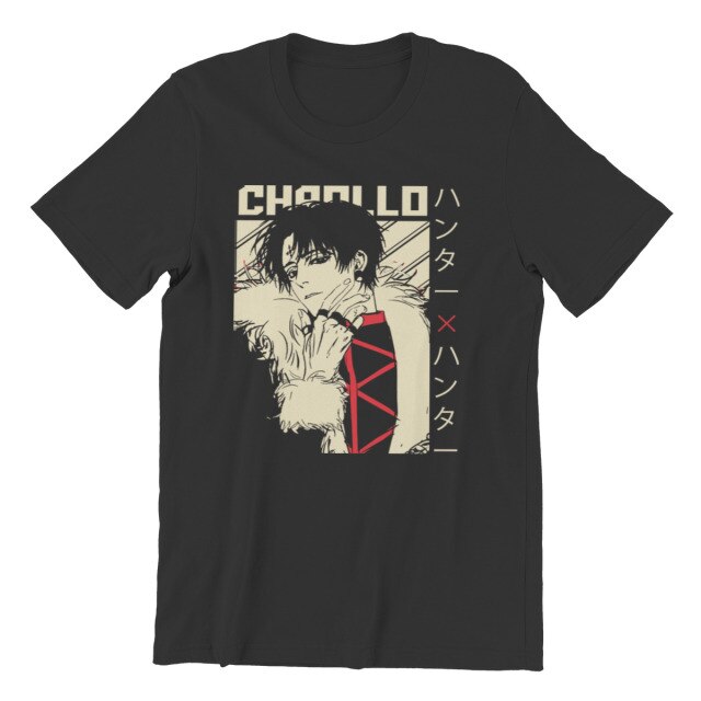 Hunter x Hunter Chrollo Beflocktes Manga-T-Shirt, Erwachsene, Männer und Frauen, kurze Ärmel