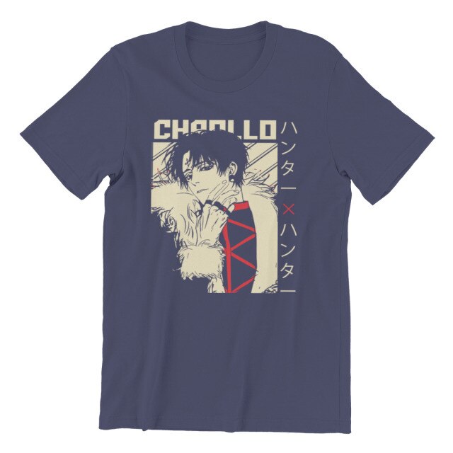 Hunter x Hunter Chrollo Beflocktes Manga-T-Shirt, Erwachsene, Männer und Frauen, kurze Ärmel