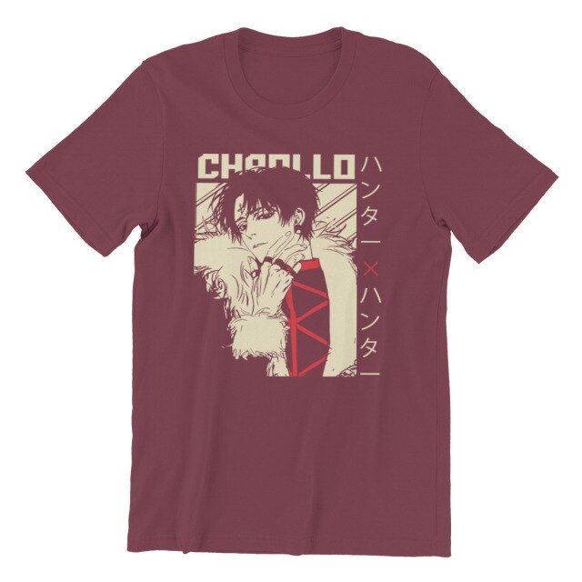 Hunter x Hunter Chrollo Beflocktes Manga-T-Shirt, Erwachsene, Männer und Frauen, kurze Ärmel