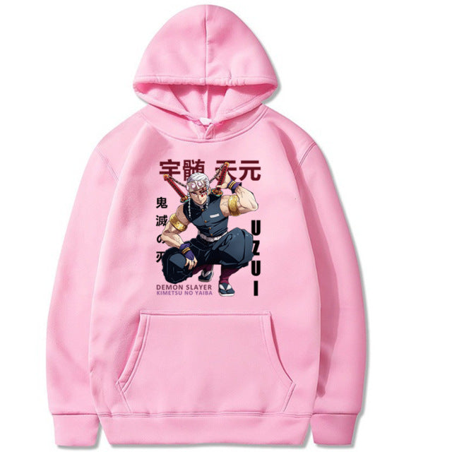 Sweat à Capuche Demon Slayer Tengen Uzui Adulte Homme Femme Manches Longues rose