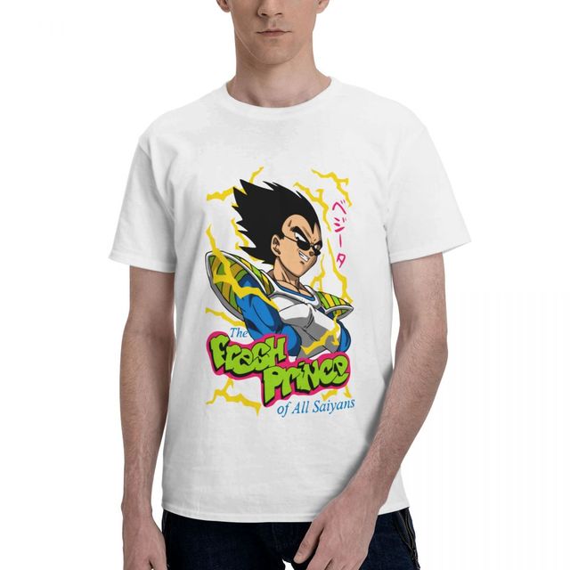 T-shirt Vegeta Fresh Prince Dragon Ball Manga Floqué Adulte Homme Femme Courtes Manches