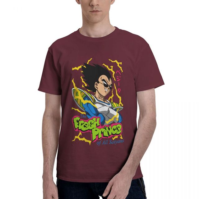 T-shirt Vegeta Fresh Prince Dragon Ball Manga Floqué Adulte Homme Femme Courtes Manches