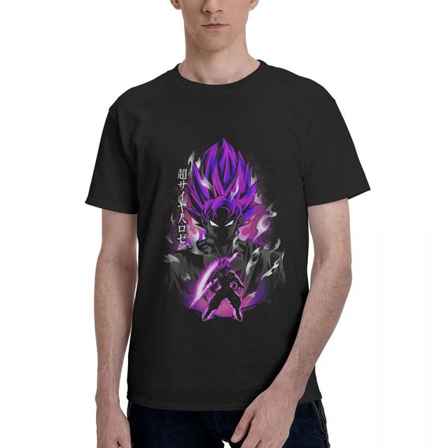 T-shirt Black Goku Rosé Dragon Ball Manga Floqué Adulte Homme Femme Courtes Manches