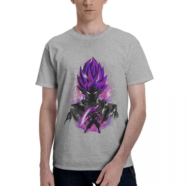 T-shirt Black Goku Rosé Dragon Ball Manga Floqué Adulte Homme Femme Courtes Manches