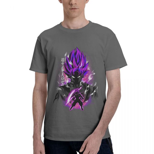 T-shirt Black Goku Rosé Dragon Ball Manga Floqué Adulte Homme Femme Courtes Manches