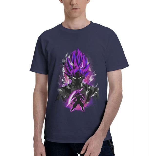 T-shirt Black Goku Rosé Dragon Ball Manga Floqué Adulte Homme Femme Courtes Manches