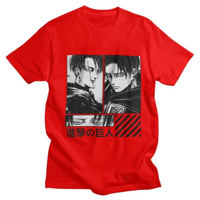 T-shirt Levi Ackerman Attack On Titan Floqué Adulte Homme Femme Courtes Manches Manga AOT