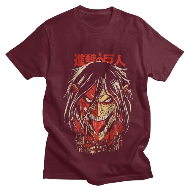 T-shirt Titan Assaillant Eren Attaque des Titans Floqué Adulte Homme Femme Courtes Manches Manga