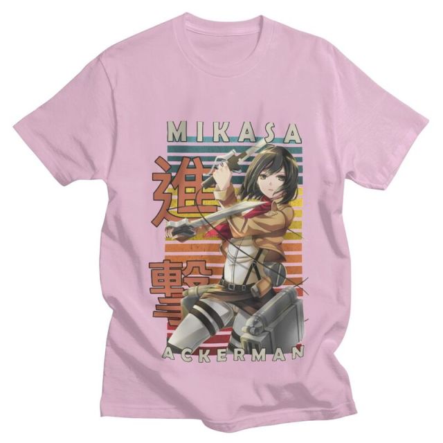 T-shirt Mikasa Ackerman Lames Attaque des Titans Floqué Adulte Homme Femme Courtes Manches Manga