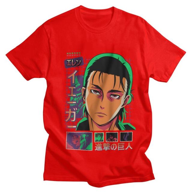T-shirt Eren Saison 4 Attaque des Titans Floqué Adulte Homme Femme Courtes Manches Manga