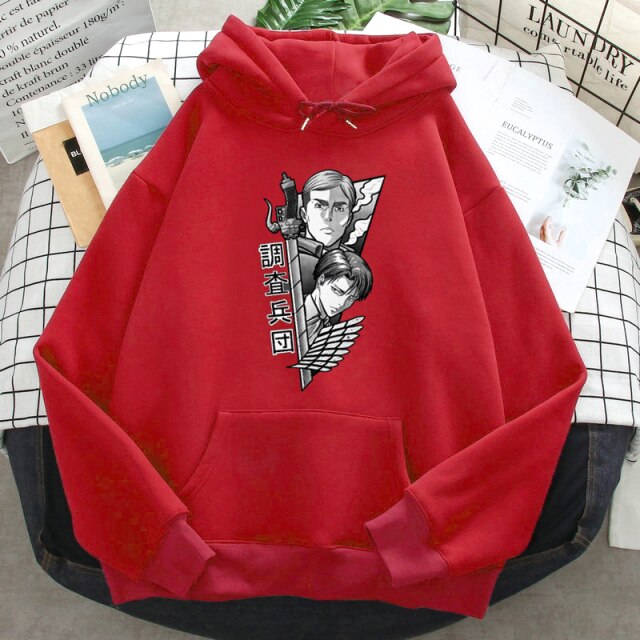 Sweat Erwin et Levi Attaque Des Titans rouge