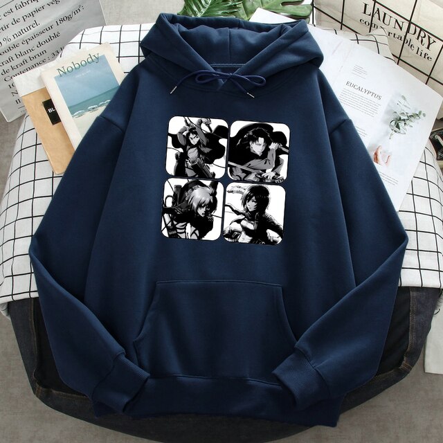 Sweat Armin Mikasa Eren Livai Attaque Des Titans bleu marine