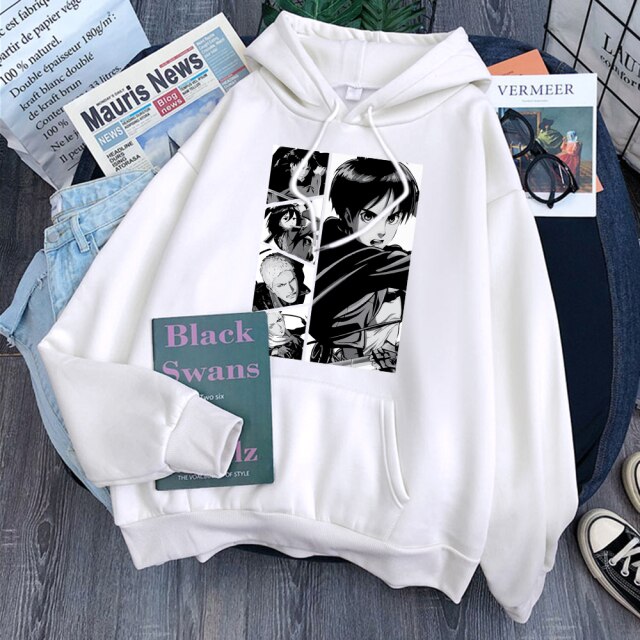 Sweat AOT Personnages Adulte Homme Femme Longues Manches Manga blanc