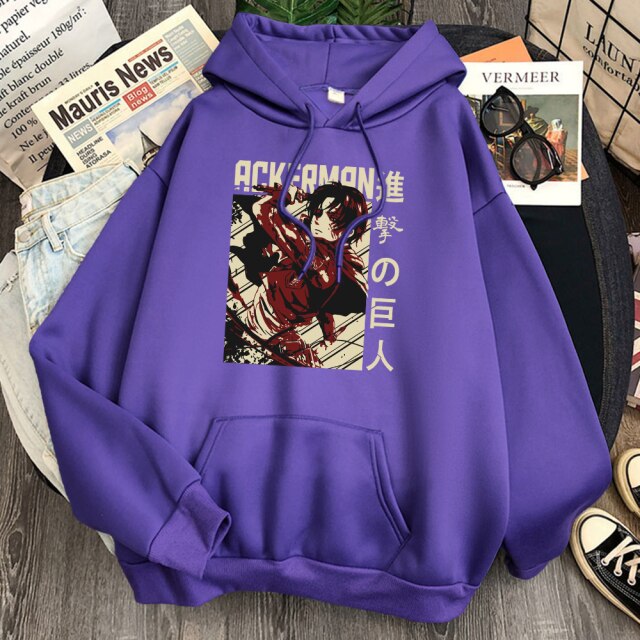 Sweat Levi Ackerman Attack On Titan Adulte Homme Femme Longues Manches Manga AOT mauve