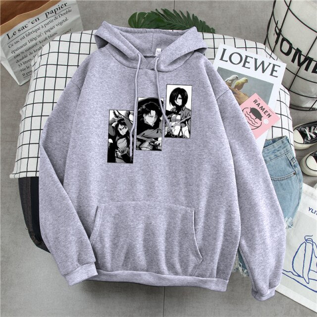 Sweat Eren Livai Mikasa Attaque Des Titans gris