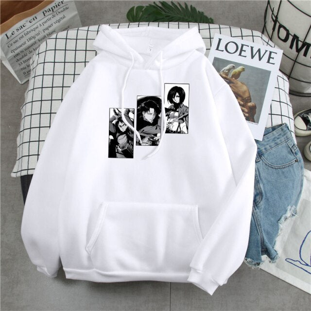 Sweat Eren Livai Mikasa Attaque Des Titans blanc
