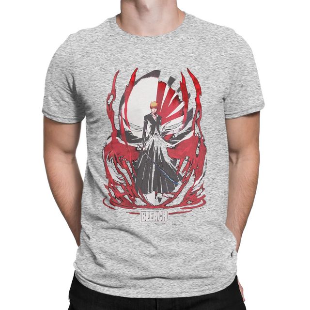 T-Shirt Ichigo Manga Bleach Floqué Adulte Homme Femme Courtes Manches