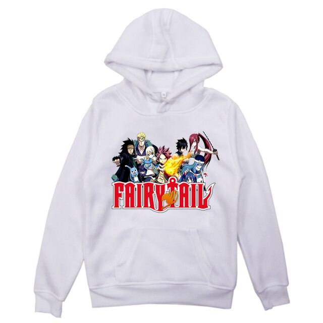 Sweatshirt A Capuche Manga Fairy Tail Enfant Garçon Fille Longues Manches BLANC
