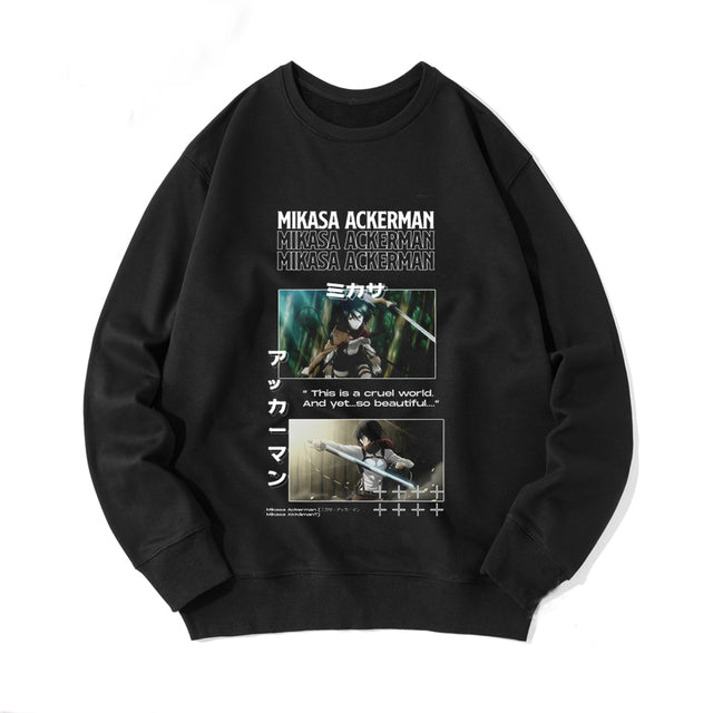 Pull Mikasa Ackerman Attaque Des Titans Adulte Homme Femme Longues Manches Manga