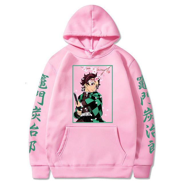 Sweat à Capuche Demon Slayer Tanjiro Kamado rose