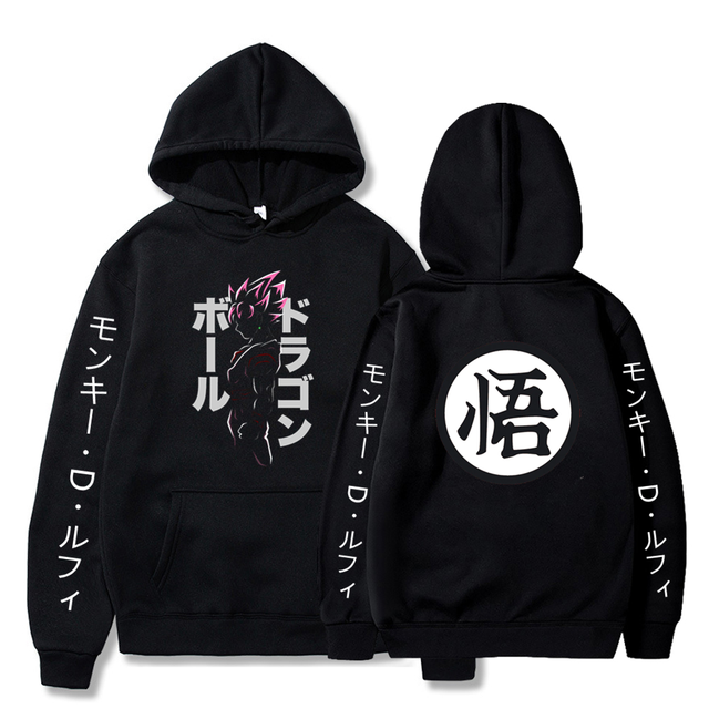 Sweat A Capuche Black Goku Rosé Manga Dragon Ball Z Adulte Homme Femme Longues Manches noir