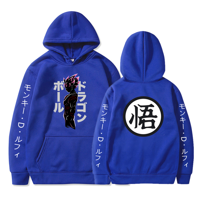 Sweat A Capuche Black Goku Rosé Manga Dragon Ball Z Adulte Homme Femme Longues Manches bleu
