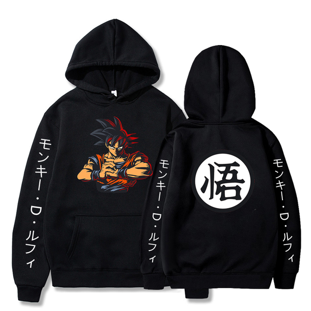 Sweat A Capuche Sangoku Manga Dragon Ball Z Adulte Homme Femme Longues Manches noir